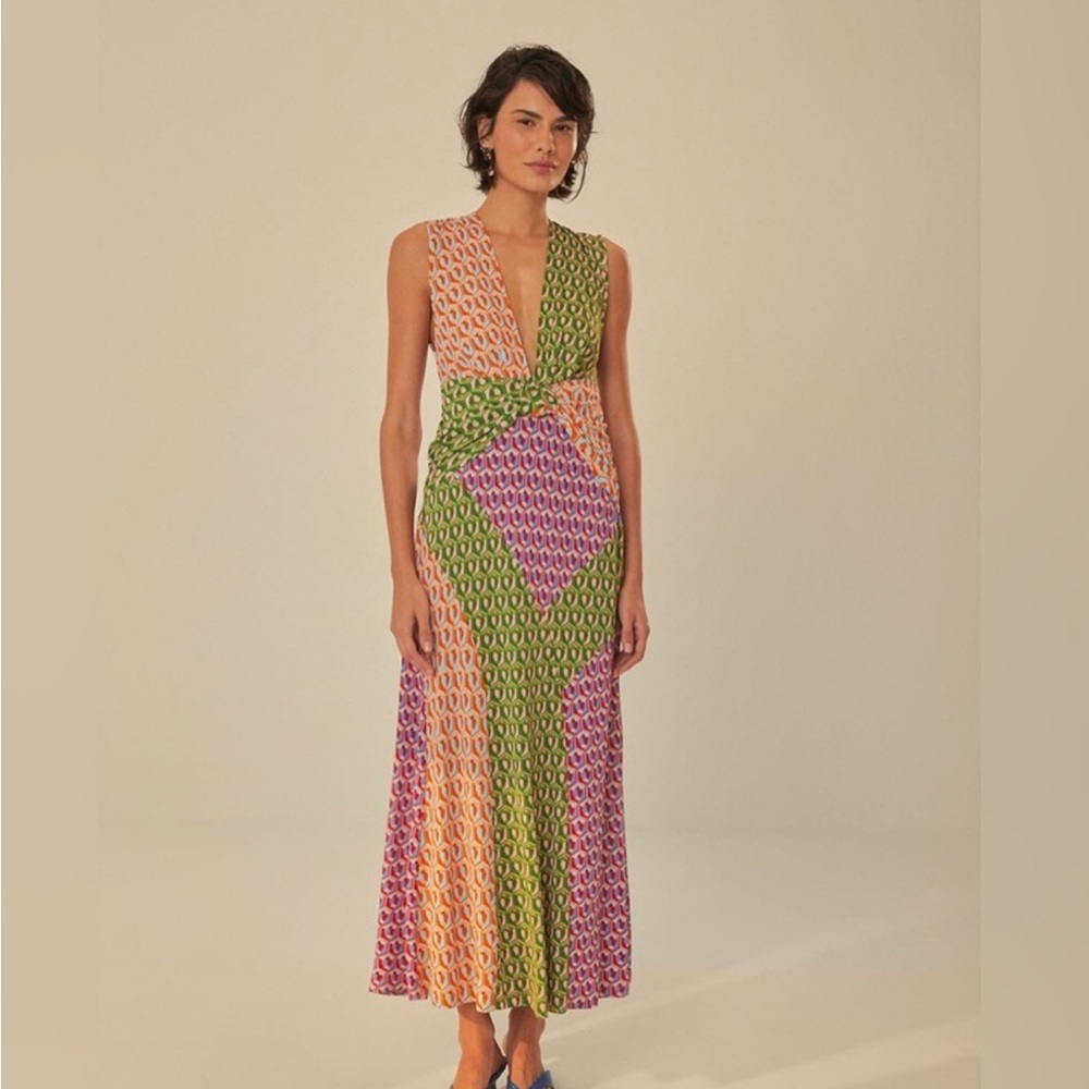 FARM Rio Mixed Cashew Knot Midi Dress